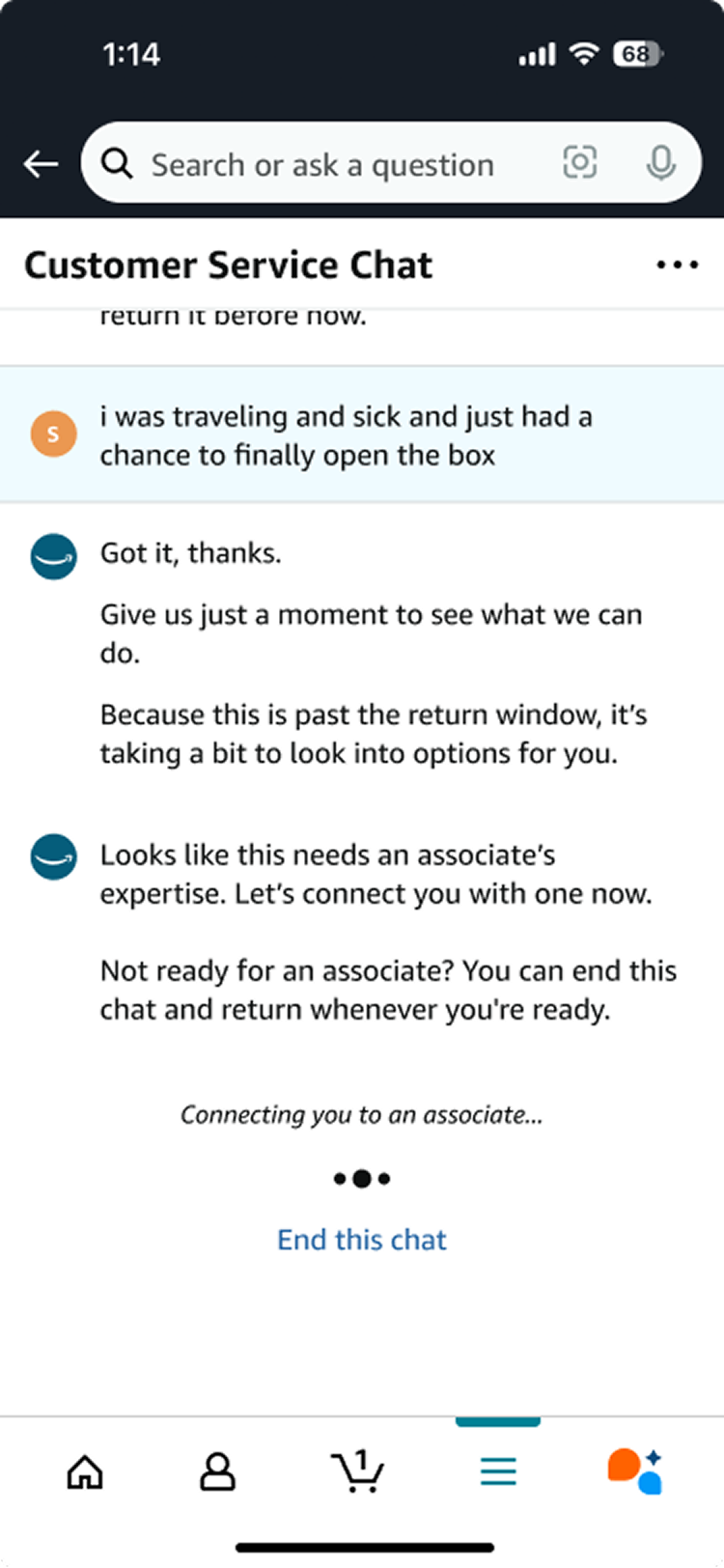 Stage 7b: Rejection transfer wait, 1 of 2