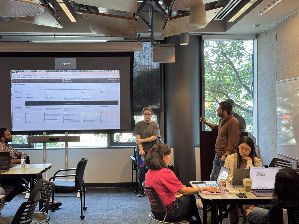 A blueprint on screen during the workshop