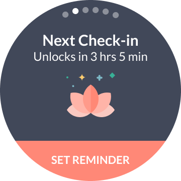 Smartwatch next check-in reminder with lotus icon and countdown timer